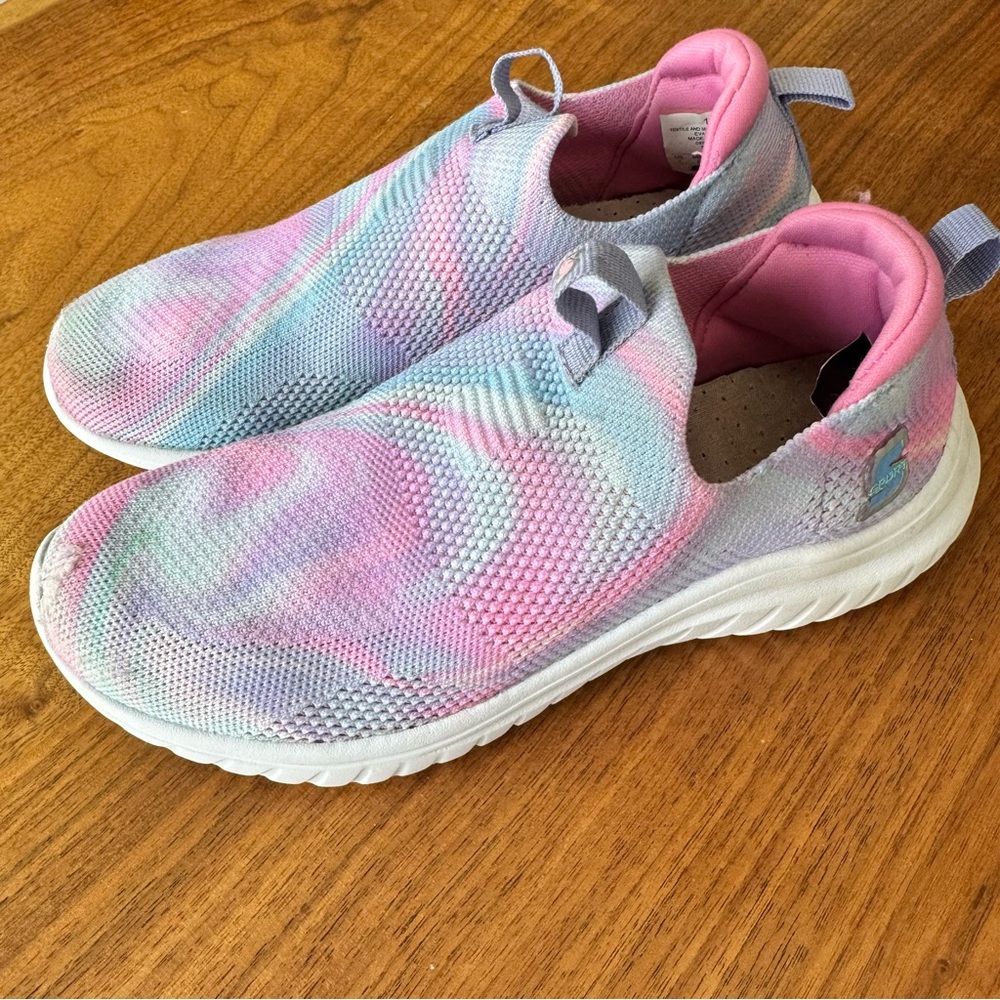 Skechers Pink and Blue Knit Mesh Slip-On Sneakers. Size Kid’s 1 - Picture 5 of 10